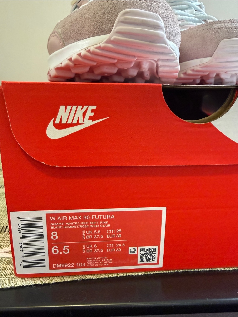 Nike Women's Air Max 90 Futura Sneakers Blush Pink White Size 8 New with Box - Picture 6 of 10